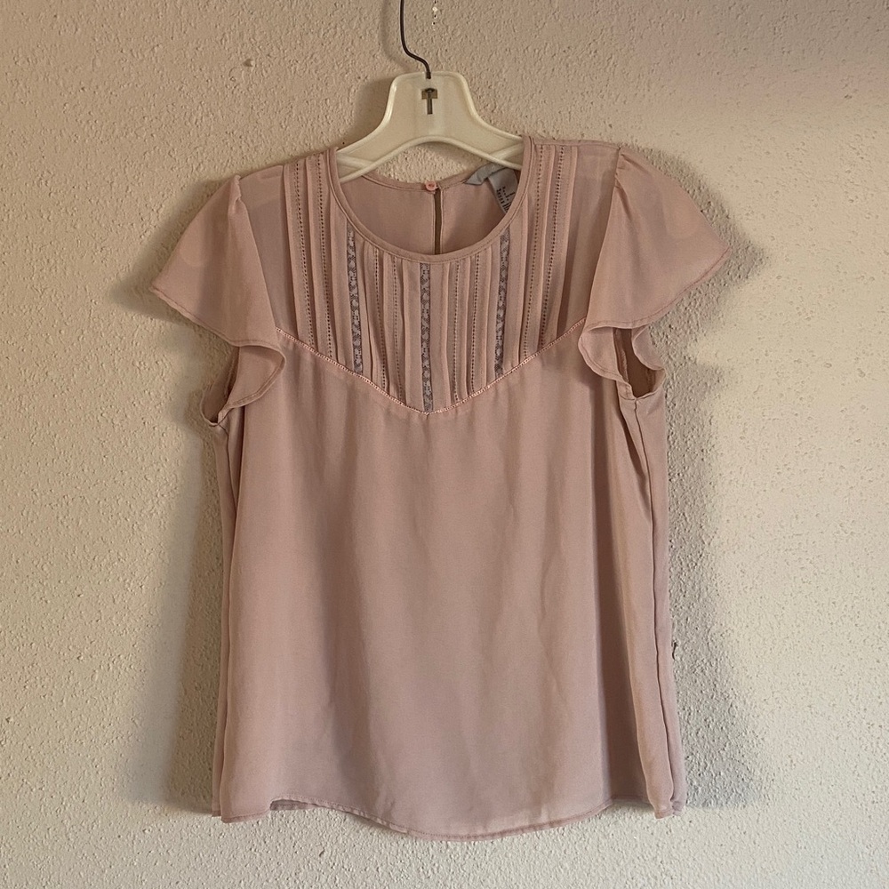 H&M Soft Pink Blouse with Ruffle Sleeves